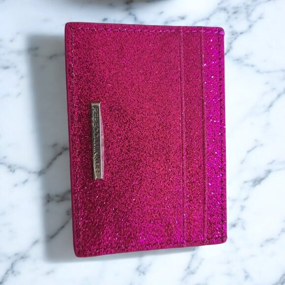BOGO Rebecca Minkoff Glitter Leather Card Case Pink/Silver BOGO - Picture 6 of 8
